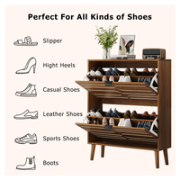 2 Laci Lipat Lemari Penyimpanan Sepatu Tipis, Lemari Sepatu Anti-Tip untuk Pintu Masuk/Koridor