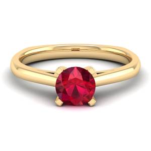 Anillo de Rubí de 0.75 Quilates con Corte Brillante Redondo de Oro Sólido de 14K de Alta Calidad REYES, Anillos de Compromiso Personalizados para Mujer - Product Image 1
