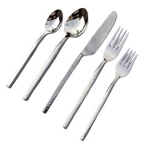 Ensemble de couverts décoratifs de luxe de 5 pièces, acier inoxydable argenté, style américain moderne - Product Image 1