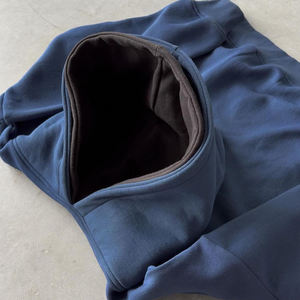 Sportish Impex High Quality No <b>String</b> Double Hooded Boxy <b>Hoodie</b> 100% Cotton French Terry Heavyweight Plain - Product Image 4