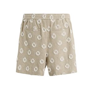 Short d'été décontracté pour hommes Pantalon à taille élastique brodé de fleurs Vêtements à la mode tissés respirants-Vente en gros - Product Image 2