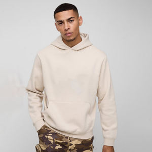 OEM personalizado 100% de algodón de lana No String sudaderas con capucha Oversize Pullover Mens Drop Shoulder Hoodies - Product Image 1