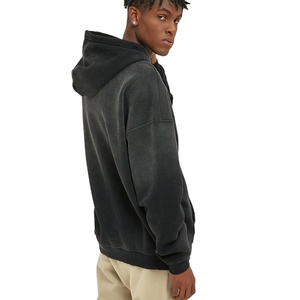 Streetwear mode noir blanc déchiré Vintage singe lavé soleil délavé acide lavage en détresse surdimensionné sweats à capuche pour hommes 2025 - Product Image 5