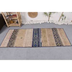 Tapis en laine vintage Beige Noir Patchwork Design 26X64 pieds pour entrée 10mm d'épaisseur 4m de large Tapis en jute à dos en latex pour l'été - Product Image 3