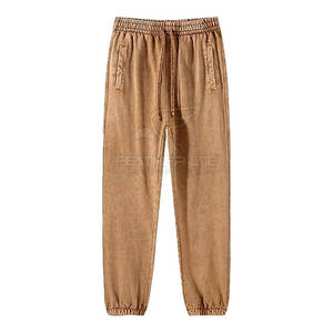 Pantalones de chándal de lavado ácido para hombre con bolsillos laterales para uso diario informal Joggers de lavado ácido de algodón suave para hombre - Product Image 1