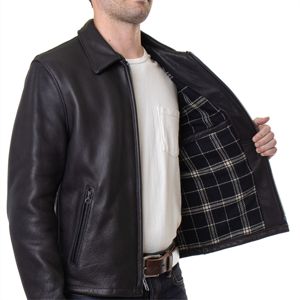 Blazer slim fit pour homme, design italien personnalisé, style classique de motard, en PU avec col montant - Product Image 5