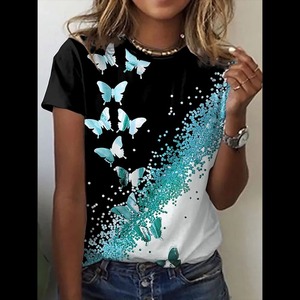 เสื้อยืดพิมพ์ลายแมลงปอผีเสื้อ3D เสื้อยืดแขนสั้น Y2k แฟชั่นลำลองแนวสตรีทเสื้อยืดเด็กคอกลมเสื้อท่อนบน