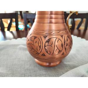 En vente pichet à eau en cuivre avec couvercle, cruche martelée en cuivre pur, décor de maison et de cuisine en cuivre, pichet en cuivre gravé - Product Image 6