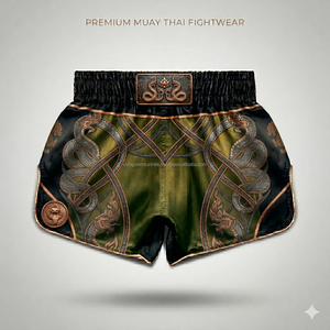 กางเกงมวยไทยแท้สไตล์ไทย ออกแบบเองได้ กางเกงมวยไทยสำหรับผู้ชายและผู้หญิง ขายส่ง กางเกงมวยไทยปักลาย - Product Image 6