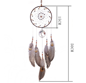 Attrape-rêves en plumes brunes Boho tenture murale pierres de guérison en cristal attrape-rêves personnalisé pour mur - Product Image 1