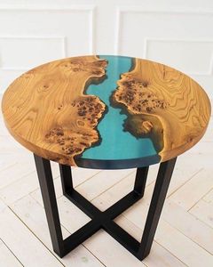 RÉSINE SYNTHÉTIQUE et BOIS Meubles de maison de luxe de meilleure qualité en bois de noyer massif Restaurant Salle à manger Café Rivière Cuisine Époxy - Product Image 5