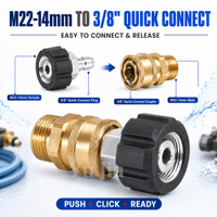 Nouveau kit de raccord rapide en laiton robuste M22 14/15 mm 3/8 pouce pour nettoyeur haute pression, adaptateur de déconnexion pour lavage haute pression