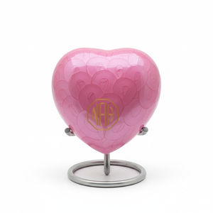 โกศบรรจุอัฐิรูปหัวใจ ขนาดกลาง สีมุก ทำด้วยมือ ทันสมัย เป็นมิตรกับสิ่งแวดล้อม ทนทาน ทำจากอะลูมิเนียม พร้อมฐาน สำหรับผู้ใหญ่ - Product Image 1