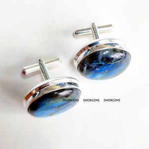 Plata de Ley 925 sólida, labradorita de Fuego Azul raro, Vintage gemelos de piedras preciosas, accesorios para traje, gemelos redondos hechos a mano, joyería - Product Image 2
