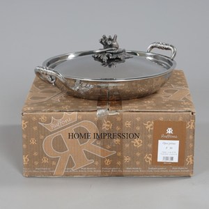 Juego de 3 grabados de diseñador vintage con acabado antiguo de latón con mangos de metal chapados en oro para las mejores cacerolas de agarre de la India - Product Image 2