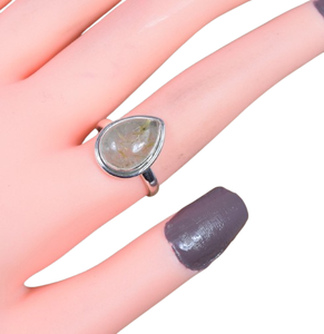 Anillo de piedras preciosas de rutilo dorado, joyería para mujer, joyería de estilo bohemio plateado, anillo hecho a mano de tendencia de Plata de Ley 925, regalo para ella - Product Image 1