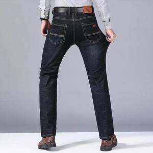 Nuevos pantalones vaqueros clásicos para hombre, monos de mezclilla de motorista negro suave, cierre de cordón de cintura media, Frente plano, informal, talla 32-38 - Product Image 6