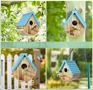 Personalizzare brillante blu e verde poli legname appeso Wren casa di legno uccello casa per piccoli animali per giardini all'aperto - Product Image 5
