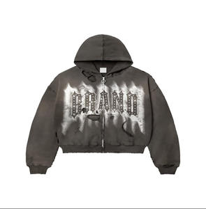 2025 personalizado último diseño Venta caliente Vintage pesado hombres ácido lavado ropa serigrafía sudaderas con capucha en blanco - Product Image 2