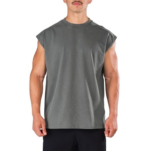 Camiseta sin mangas de verano, estilo jersey, atlética, para culturismo, gimnasio, entrenamiento, yoga, corte holgado, largo, cuello redondo, lisa. - Product Image 1