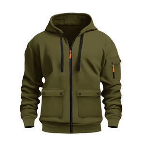 OEM mujeres hombres invierno Streetwear bordado polar algodón Spandex a prueba de viento transpirable cremallera Sudadera con capucha Casual sólido dibujar frente - Product Image 4