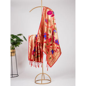 Women's Customizable Paithani Silk <b>Dupattas</b> Shawl <b>Scarves</b> Stoles Made Cotton Velvet for Ethnic Festive Wedding Chunni Indian - Product Image 1