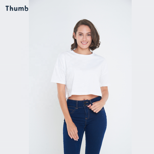 Bông Trắng Crop <span class=keywords><strong>Top</strong></span> Đối Với Phụ Nữ T Áo Sơ Mi Biểu Tượng Tùy Chỉnh Thiết Kế Để In Ấn Dtf Dtg Lụa Màn Hình Chất Lượng Cao Y2K Quần Áo - Product Image 1