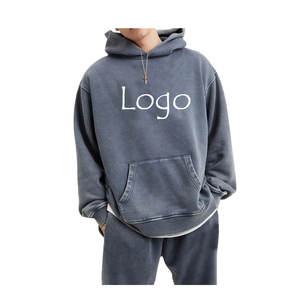 Sudaderas con capucha de alta calidad mezcladas con algodón 100% lavado con ácido de peso pesado con logotipo personalizado con estampado en relieve para hombre - Product Image 4