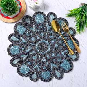 Premium Vintage Solid Eco-Friendly Handcrafted <b>Beaded</b> Round <b>Placemat</b> for Home Wedding & Hotel Use - Product Image 2
