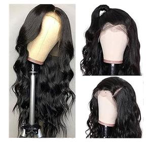 Perruques de cheveux humains indiens Remy vierges avec dentelle avant noir naturel 12-30 pouces de long Styles de boucles de vague d'eau douce matière première - Product Image 1