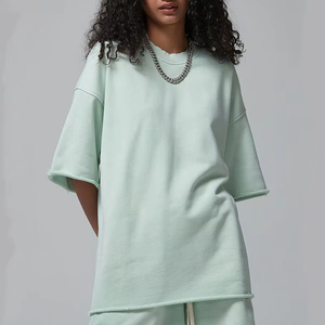 Fabricant de t-shirts unis à col rond épais en éponge française unisexe 100% coton High Street Fashion avec logo personnalisé t-shirts - Product Image 3