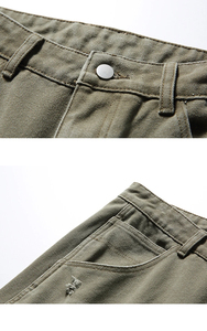 กางเกงขาสั้นผู้ชายกางเกงขาสั้นลำลองระบายอากาศดีใส่บนถนนกางเกงขาสั้นผ้าฝ้ายปรับแต่ง - Product Image 4