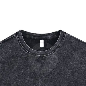 T-shirt uni délavé à l'acide pour jeunes, logo personnalisé, léger, haute qualité, coupe ajustée, respirant, séchage rapide, manches courtes, col rond, 220g - Product Image 3