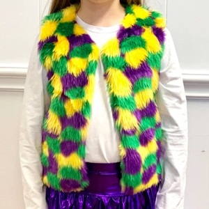 Gilet en fausse fourrure Mardi Gras personnalisé pour enfants - Product Image 1