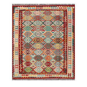 Alfombra Kilim de Maimana, Afganistán, 298 x 245 cm, Alfombras y Juegos de Alfombras - Product Image 1