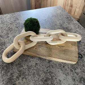 Ensemble de guirlande de perles et de maillons de chaîne en bois décoratifs Boho Chaîne en bois sculpté à la main naturelle Ensemble de décoration de ferme moderne esthétique - Product Image 5