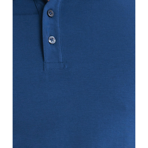 เสื้อโปโลผู้ชายสีฟ้าคลาสสิกใส่100% สบายและมีสไตล์ผ้าถักสีพื้นผ้าฝ้ายสำหรับทุกโอกาส - Product Image 3