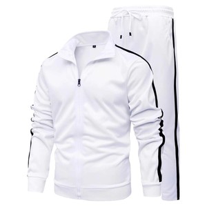 Chándal personalizado de color rojo con ribete blanco Chaqueta de estilo callejero hecha a medida con pantalón Unisex Gran oferta Sudadera de calidad premium - Product Image 2