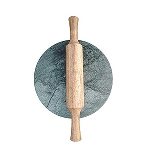 Planche à rouler moderne en marbre et épingle en bois Planche à rouler Roti en marbre vert/Planche à rouler Chapati à bas prix - Product Image 3