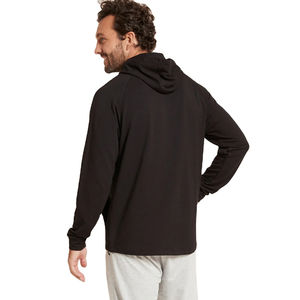 Sudadera con capucha de algodón negro 2025 para hombre, patrón sólido bordado, teñido liso, estampado personalizado, sudadera térmica de lana para invierno - Product Image 3