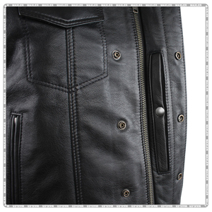 Chaleco de Cuero Profesional para Motocicleta, Chaleco de Cuero Vacuno Negro Perforado con Logotipo Personalizado, Ropa Exterior Informal de Invierno - Product Image 5
