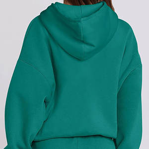 Survêtement de haute qualité pour femmes 100% coton manches longues vêtements de rue lourds survêtement teint uni pour femmes - Product Image 5