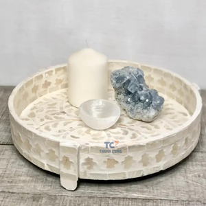 Hot Mother Pearl Capiz Inlay Décoratif Accent Plateau De Service Ramadan Mubarak Eid Cadeau Plateau De Coquillage pour Servir Au Chocolat - Product Image 4