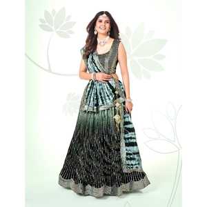 Véritable modélisation nouveau concepteur fête Lehenga Choli et Dupatta ensemble LEHENGHA lourd CHINON soie intérieure attachée Micro coton - Product Image 1