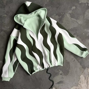 Sweat à capuche zippé de luxe pour femme, poids lourd, en coton biologique, Color Block Boxy, sweat à capuche réversible - Product Image 1