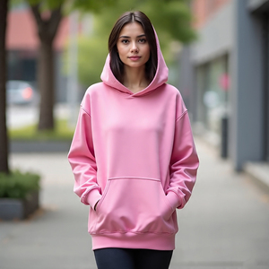 เสื้อกันหนาวแบบสวมหัวมีฮู้ดสำหรับผู้หญิง, เสื้อกันหนาวแบบสตรีทสวมใส่กลางแจ้งมี450 GSM สีพื้นสำหรับฤดูใบไม้ร่วงฤดูหนาว - Product Image 5