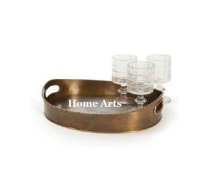 Plateau de service alimentaire en aluminium au design classique, forme ronde, couleur or, plateau à thé et à café à prix abordable - Product Image 4