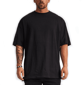 T-shirt Boxy surdimensionné 100% coton de luxe pour hommes col montant épais en éponge avec col rond épais de haute qualité - Product Image 4