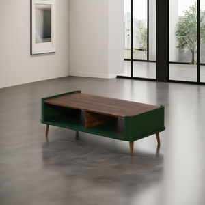 Table basse de haute qualité en bois de teck massif Design minimaliste moderne couleur vert olive pour salon et meubles d'appartement - Product Image 1