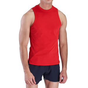 Débardeur côtelé d'été de couleur unie en coton pour hommes, débardeur avec logo personnalisé, haut d'entraînement de gymnastique, broderie de poche, impression musculaire décontractée, vente en gros - Product Image 1